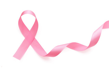 Obraz na płótnie Canvas Breast Cancer Awareness pink ribbon isolated on white