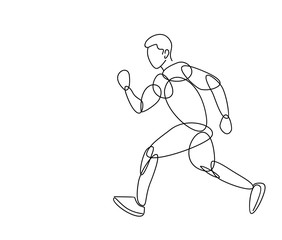 Fototapeta na wymiar Sport and activity man runner jogger running isolated line art drawing, Vector Illustration.