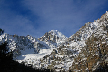 Fototapeta na wymiar Caucasus. Ossetia. Tsei Gorge. Mount Wilpat.