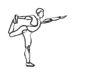 Man practicing yoga pose, 21st june international yoga day, 3d Color line art ( RGB ) vector illustration.