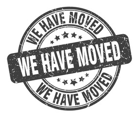 we have moved stamp. we have moved round grunge sign. we have moved