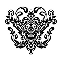 Vector damask element. Isolated damask central illistration. Classical luxury old fashioned damask ornament, royal victorian texture for wallpapers, textile, wrapping