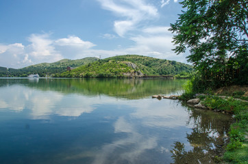 Lake and mountain - reflection scene - Macedonia, Veles city, Mladost Lake