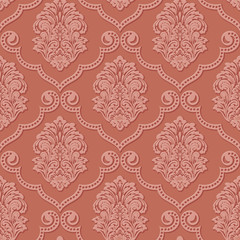 Vector damask seamless pattern background. Classical luxury old fashioned damask ornament, royal victorian seamless texture for wallpapers, textile, wrapping. Exquisite floral baroque template.