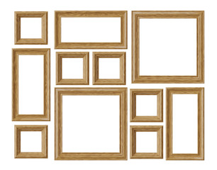 Wood photo or picture frames isolated on white background