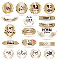 Collection of luxury golden design elements badges labels and laurels 