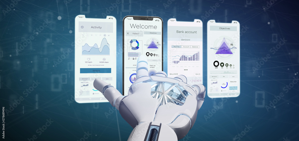 Poster application interface ui on a smartphone - 3d rendering