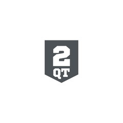 2 quart sign (qt mark) estimated volumes gallons (gal) Vector sy