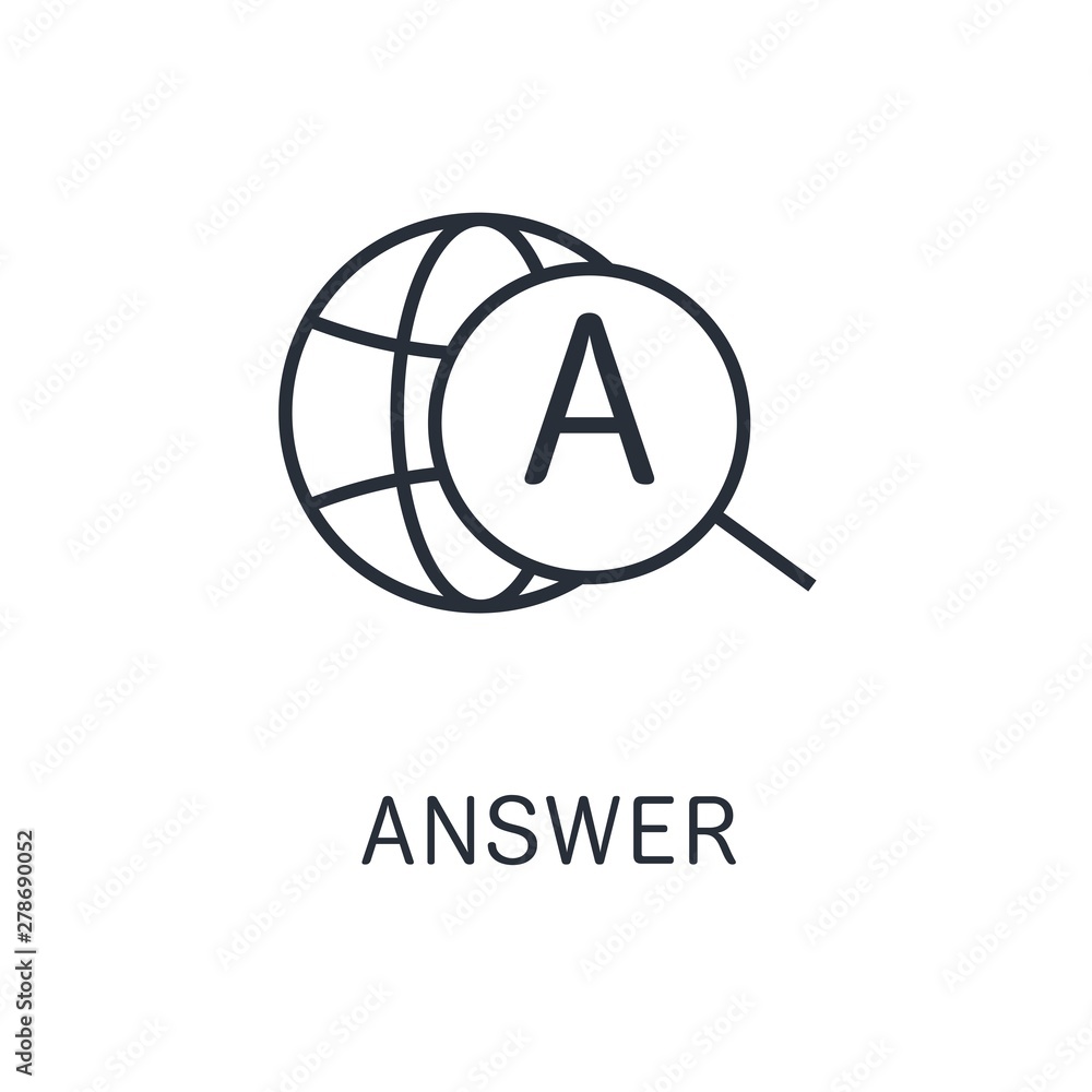 Poster search for answers in the global network. vector linear icon, white background.