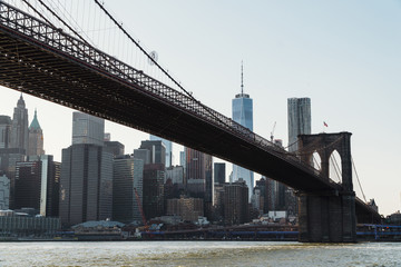 Fototapeta na wymiar Brooklyn bridge over East River in New York