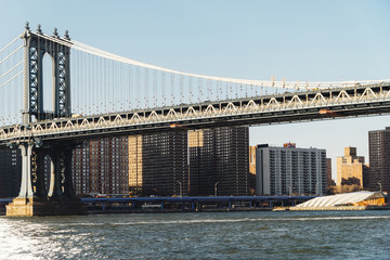 Manhattan bridge from waterfront in New York