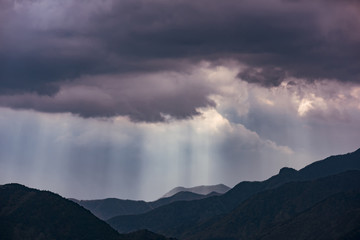 Mountain Ridge and sun beams