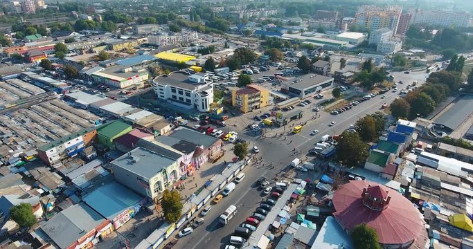Panoramic Aerial drone view of city