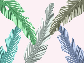 Set of tropical leaves. background EPS10 vector.