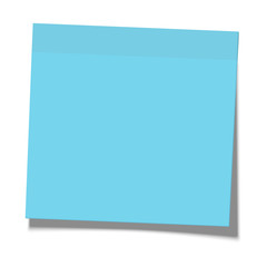 Blue paper sticky note glued to the surface isolated on white background. Vector illustration.