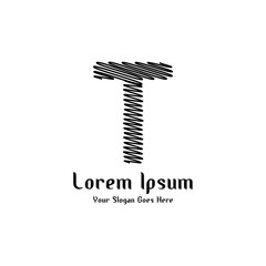 Design of alphabet letter T with wavy lines stripe as a logo for a company or business