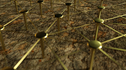 Linked Conceptual Teamwork. Network, Networking, Connect. Abstract Networking. 3D Rendering.