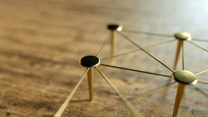 Linked Conceptual Teamwork. Network, Networking, Connect. Abstract Networking. 3D Rendering.