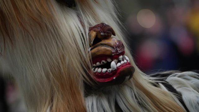 Cinematic hairy mask of a bulgarian kuker.