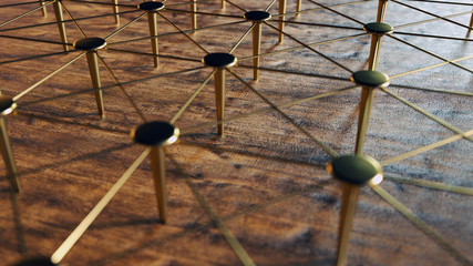 Linked Conceptual Teamwork. Network, Networking, Connect. Abstract Networking. 3D Rendering.