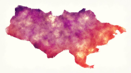 Baoruco province watercolor map of the Dominican Republic