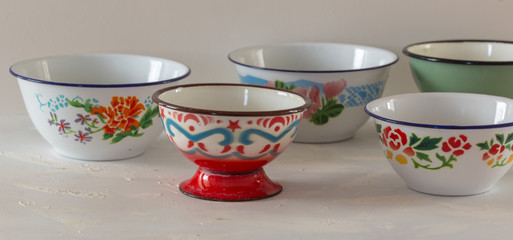 old enamel soup bowls