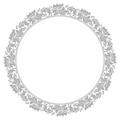 Decorative frame Elegant vector element for design in Eastern style, place for text. Floral grey border. Lace illustration for invitations and greeting cards