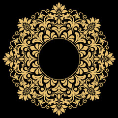 Decorative frame Elegant vector element for design in Eastern style, place for text. Floral golden border. Lace illustration for invitations and greeting cards.