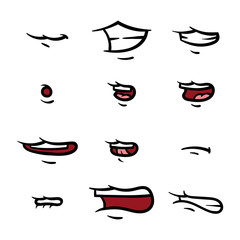 Set of Cartoon Mouth Poses