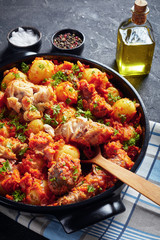 stewed hake fish cooked with new potatoes