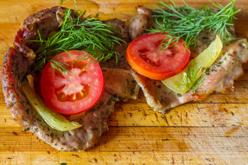 Pork meat with herbs and spices