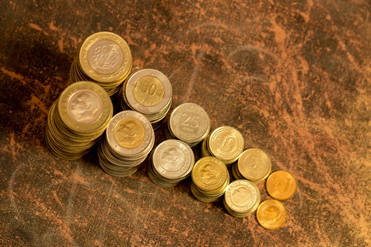 turkish coins, one lira and kurus