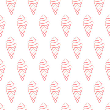 Ice cream seamless pattern isolated on white background. 