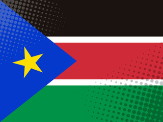 Vector image of the flag of South Sudan with a dot texture in the style of comics