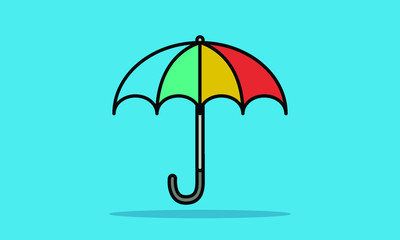 Colourful Umbrella Vector Flat Style Illustration