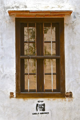 Closed rustic wooden window