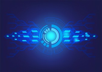 Abstract blue technology background.Vector circle and electricity line with blue electronic cycle.Digital data , circuit board, Scientific background,Digital art and Abstract background concept.