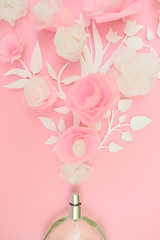 Flower arrangement. Flowers, fragrance, perfume on pink