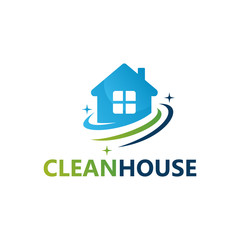 Clean House Logo Template Design Vector, Emblem, Design Concept, Creative Symbol, Icon