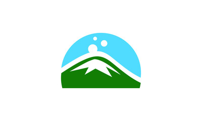 mountain logo with blue sky