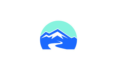 mountain logo with river