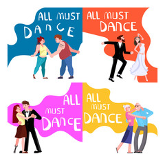 Banner happy different people dancing