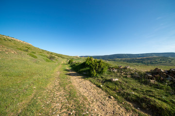 Path through the mountains of Valdelinares in Summer