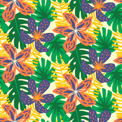 Vector summer tropical jungle seamless pattern