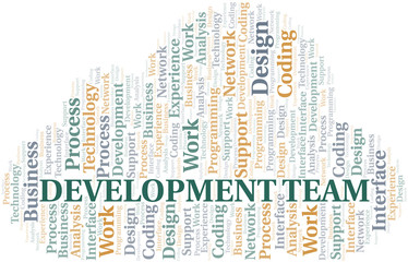 Development Team word cloud. Wordcloud made with text only.