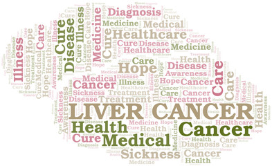 Liver Cancer word cloud. Vector made with text only.