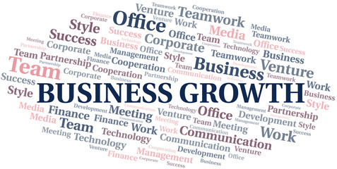 Business Growth word cloud. Collage made with text only.