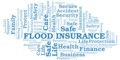 Fototapeta na wymiar Flood Insurance word cloud vector made with text only.