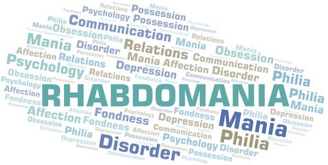 Obraz premium Rhabdomania word cloud. Type of mania, made with text only.