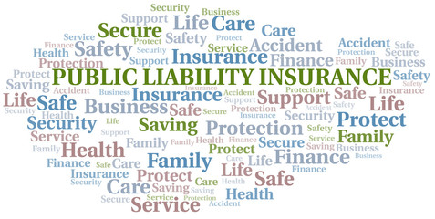 Fototapeta premium Public Liability Insurance word cloud vector made with text only.